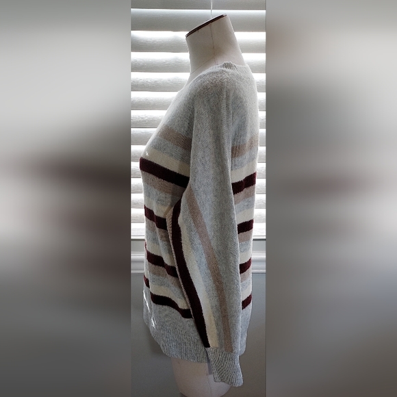 Workshop Gray with Multi Colored Stripes Long Sleeve Sweater NWT - Picture 3 of 7